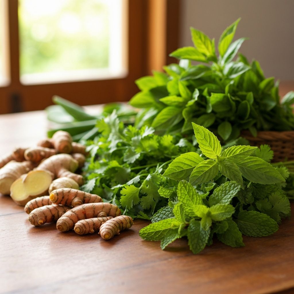 Fresh tropical herbs and nutrition